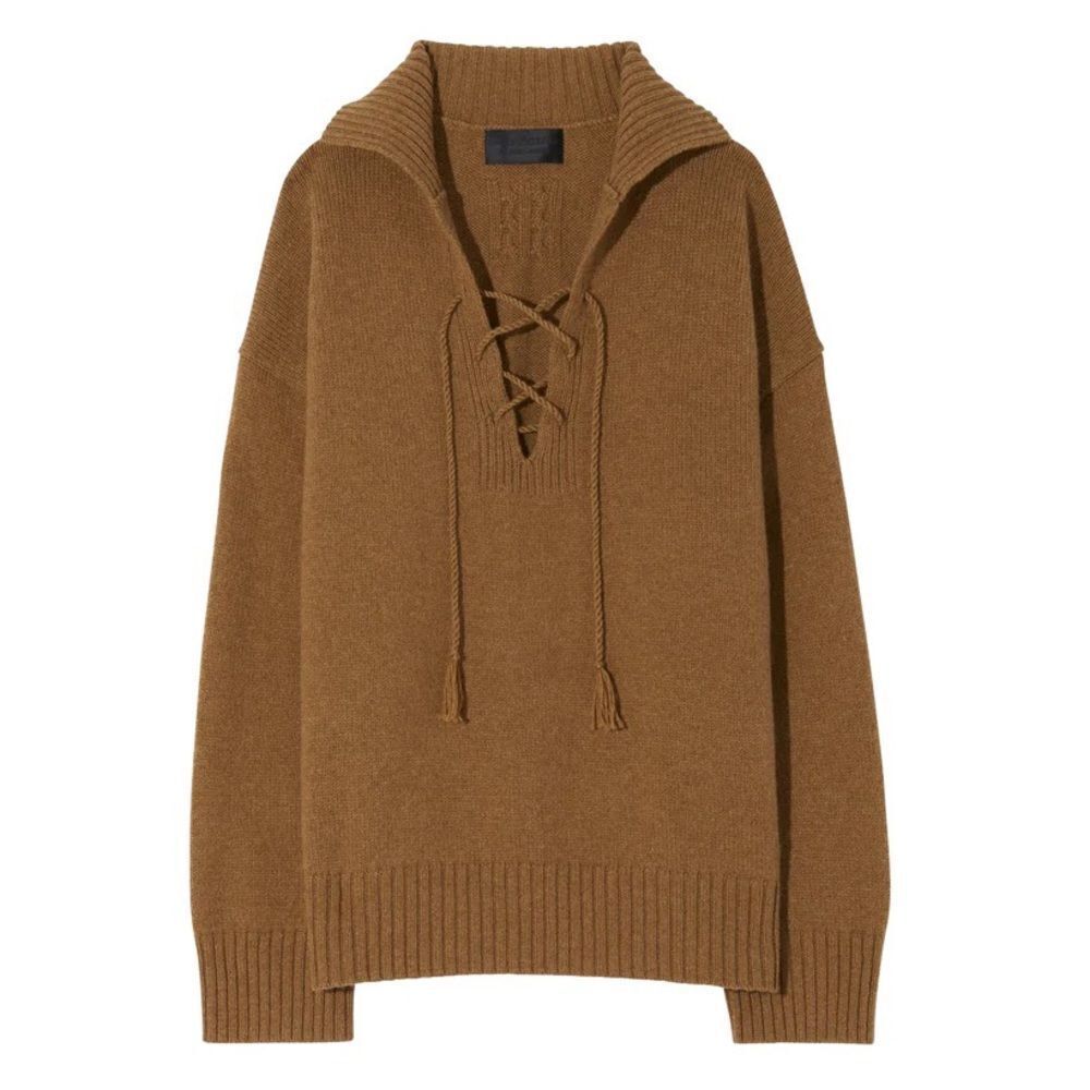 NEW Nili Lotan Gloria Cognac Camel Tan Soft 100% Wool Sweater Size S